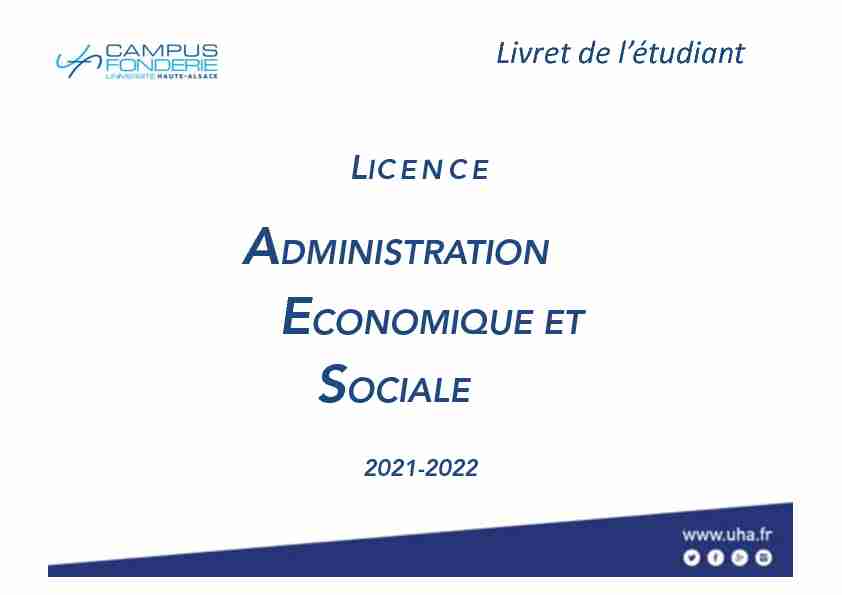 Livret Etudiant Licence AES 2021-2022