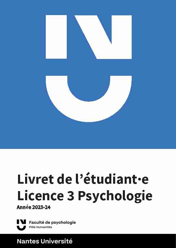 Livret de létudiant·e Licence 3 Psychologie