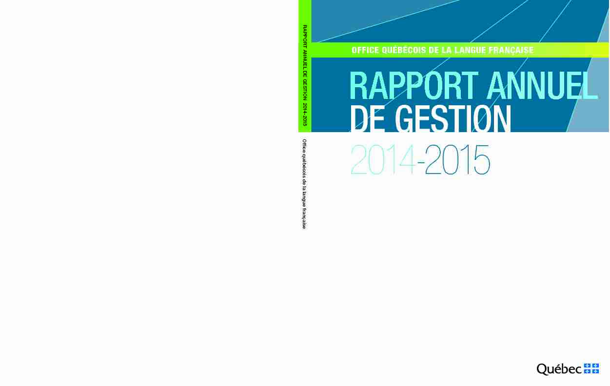 Rapport annuel de gestion 2014-2015 de lOffice québécois de la