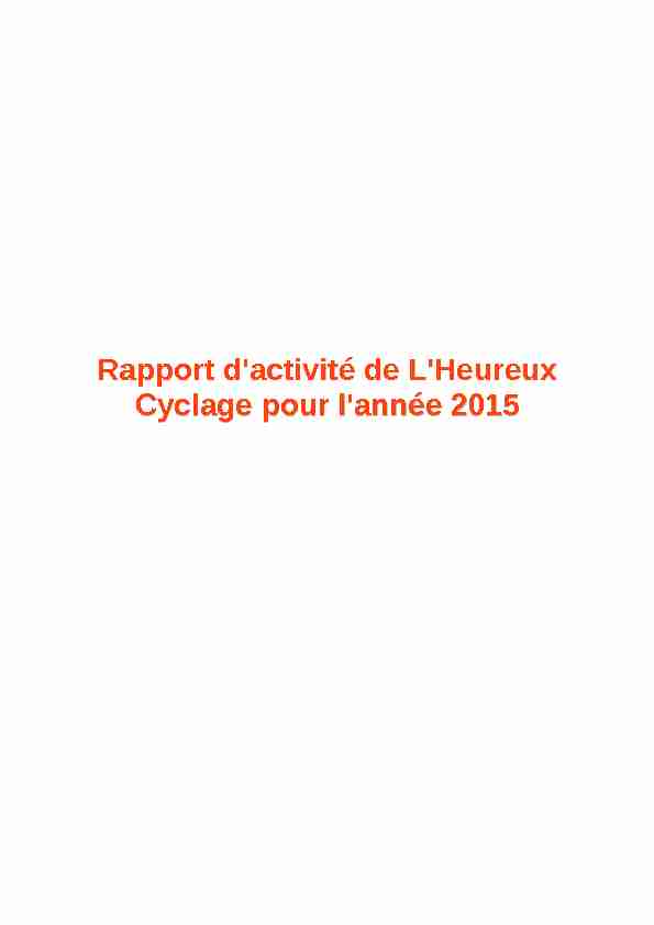 Rapport dactivité de LHeureux Cyclage pour lannée 2015