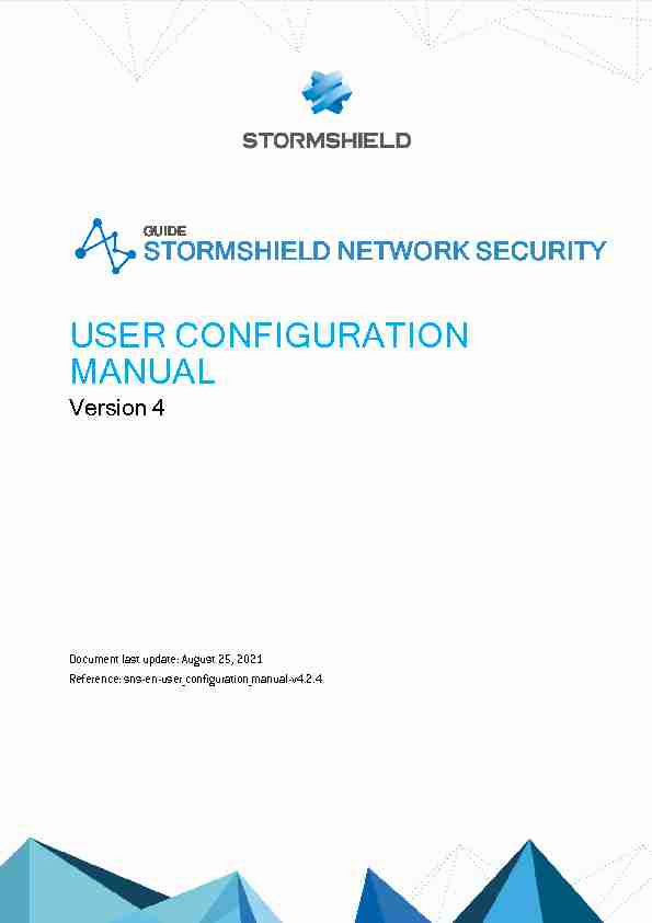 Stormshield Network Firewall - User configuration manual