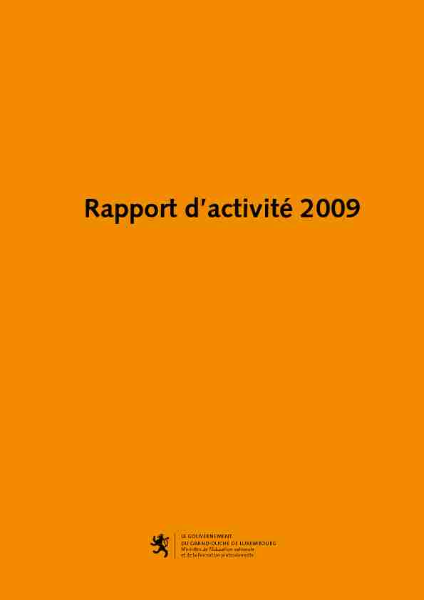 Rapport dactivité 2009