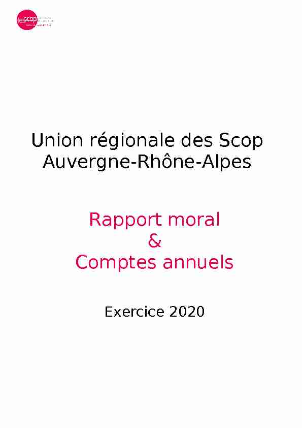 Union régionale des Scop Auvergne-Rhône-Alpes Rapport moral