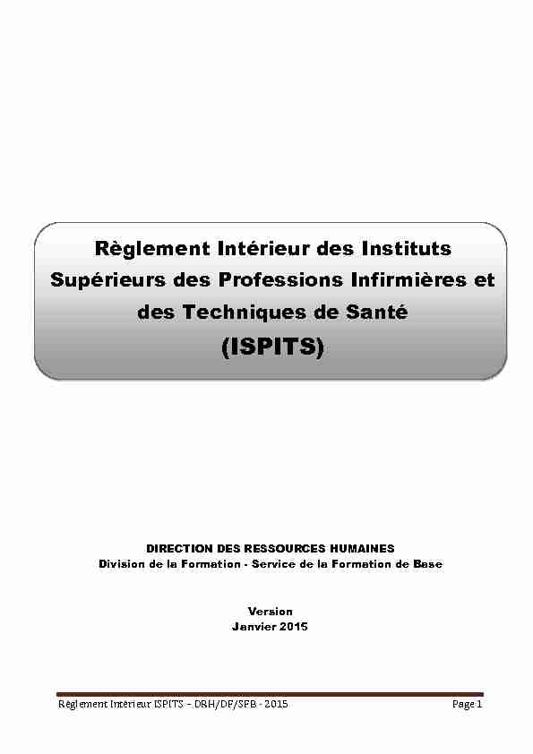 [PDF] Règlement Intérieur des Instituts Supérieurs des Professions  - DRH
