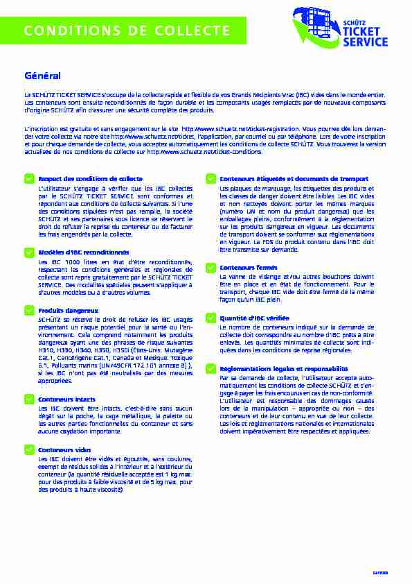 [PDF] CONDITIONS DE COLLECTE - schütz packaging systems
