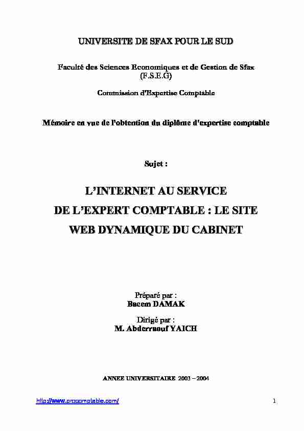 [PDF] LINTERNET AU SERVICE DE LEXPERT COMPTABLE