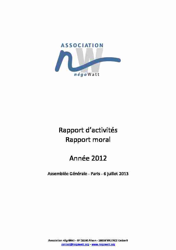 Rapport dactivité   rapport moral 2012