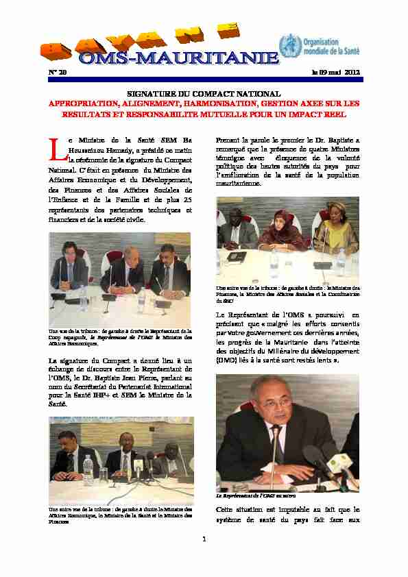 SIGNATURE DU COMPACT NATIONAL APPROPRIATION