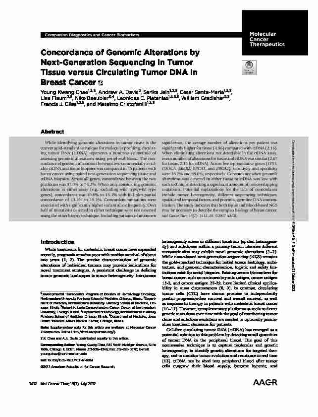 Concordance of Genomic Alterations by Next-Generation