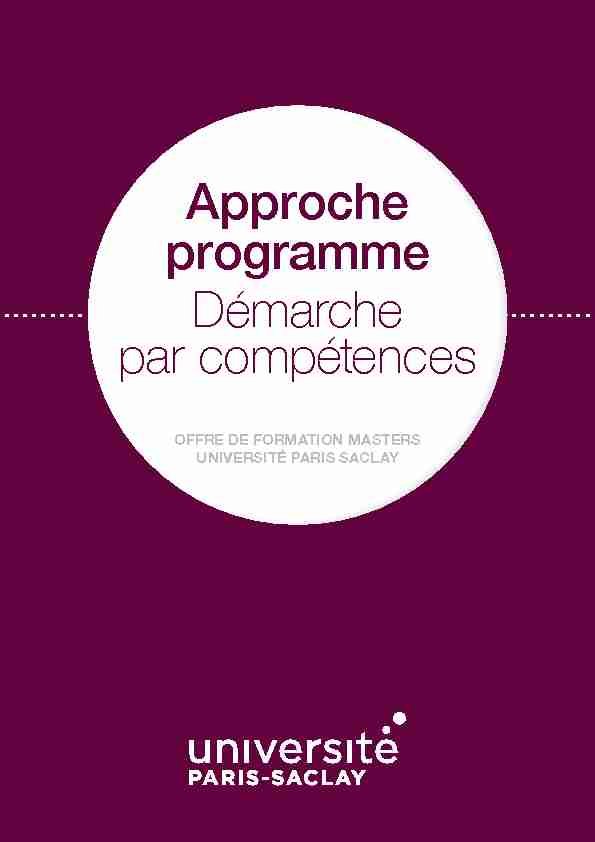 pdf Approche programme Démarche par compétences