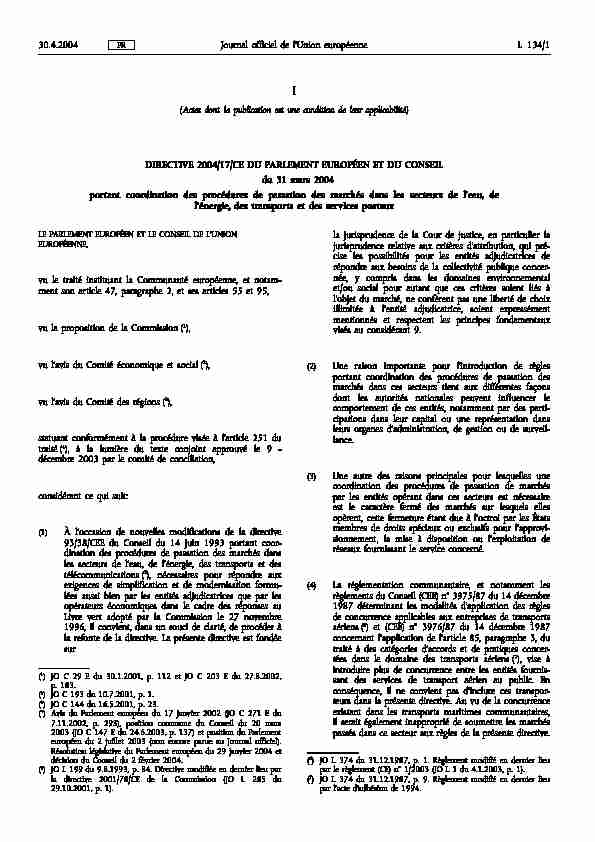 Journal officiel de lUnion européenne 30.4.2004 L 134/1 (Actes