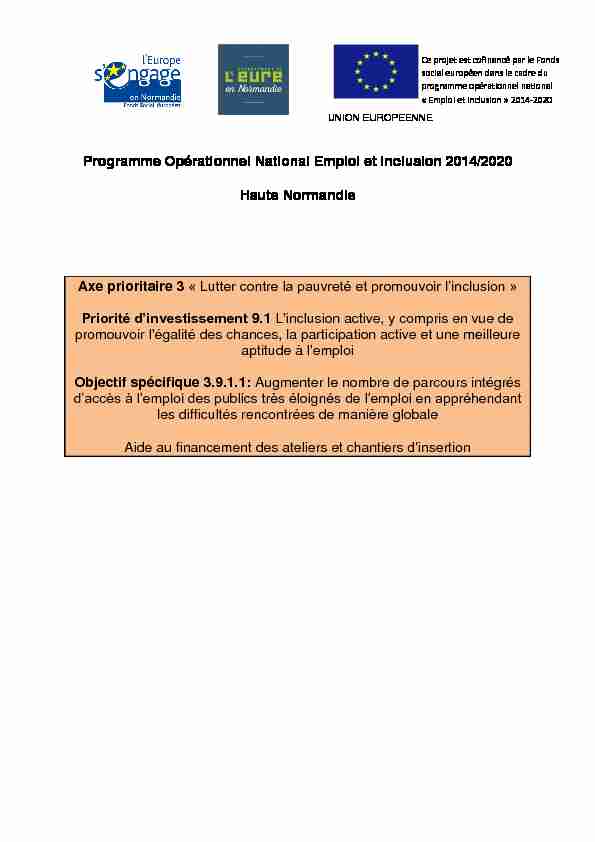 Programme Opérationnel National Emploi et Inclusion 2014/2020