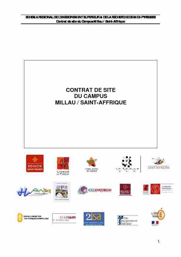 CONTRAT DE SITE DU CAMPUS MILLAU / SAINT-AFFRIQUE
