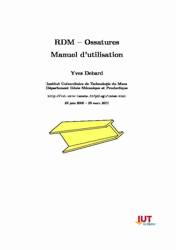RDM – Ossatures Manuel dutilisation