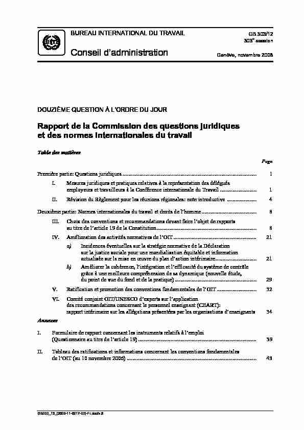[PDF] Rapport de la Commission des questions juridiques et des  - ILO