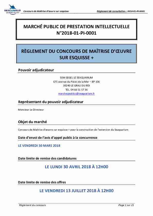 MARCHÉ PUBLIC DE PRESTATION INTELLECTUELLE N°2018-01
