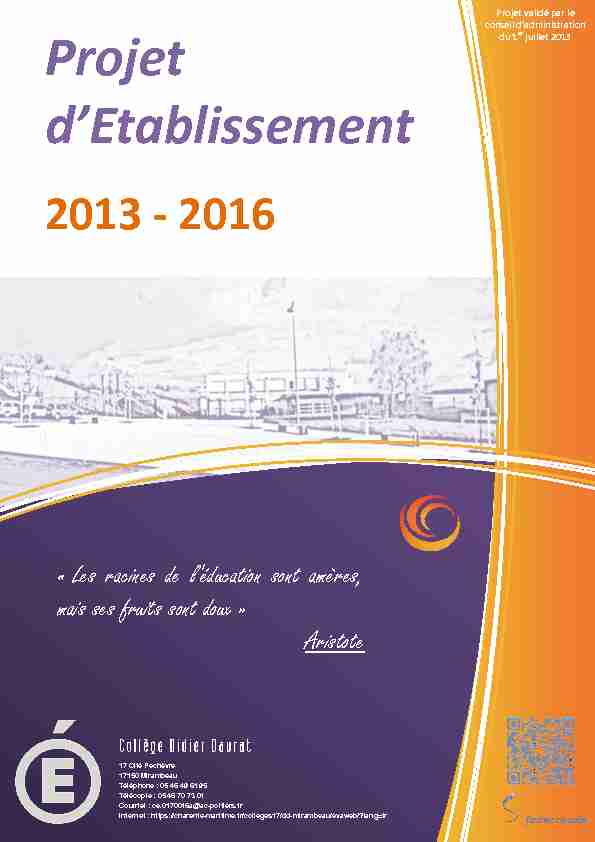 Projet détablissement 2013-2016 – Collège Didier Daurat