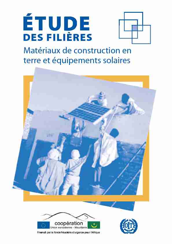 DES FILIÈRES - Matériaux de construction en terre et équipements