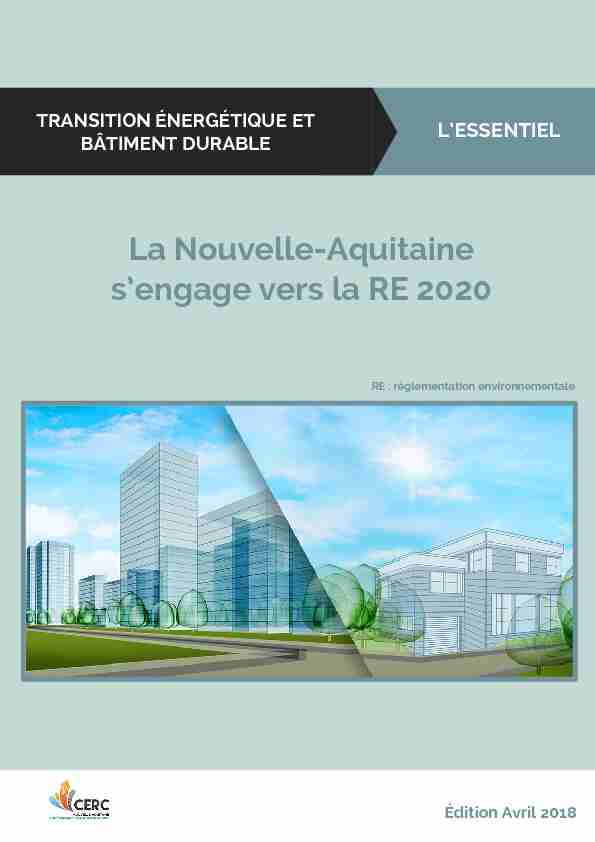La Nouvelle-Aquitaine sengage vers la RE 2020