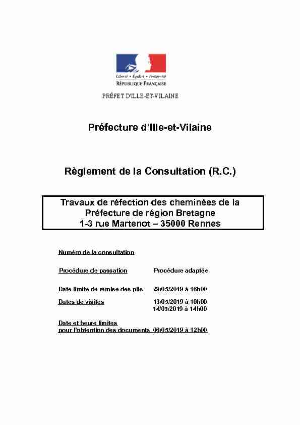 Préfecture dIlle-et-Vilaine Règlement de la Consultation (R.C.)