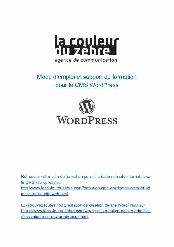 [PDF] Mode demploi et support de formation pour le CMS WordPress