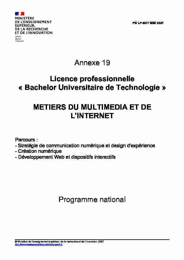 Annexe 19 Licence professionnelle « Bachelor Universitaire de