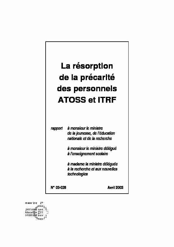 La résorption de la précarité des personnels ATOSS et ITRF