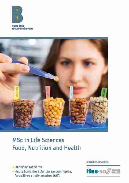 MSc in Life Sciences Food Nutrition and Health