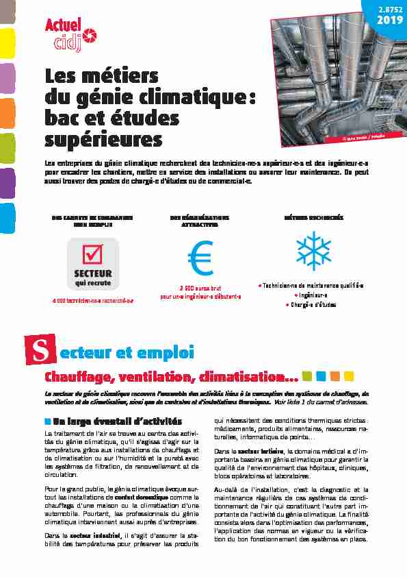 [PDF] Les métiers du génie climatique : bac et études supérieures - IJ box
