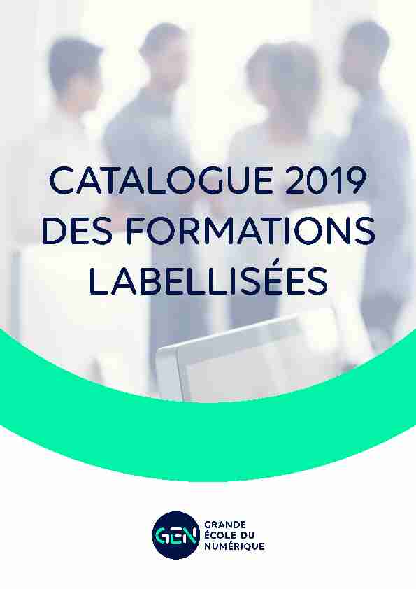 CATALOGUE 2019 DES FORMATIONS LABELLISÉES