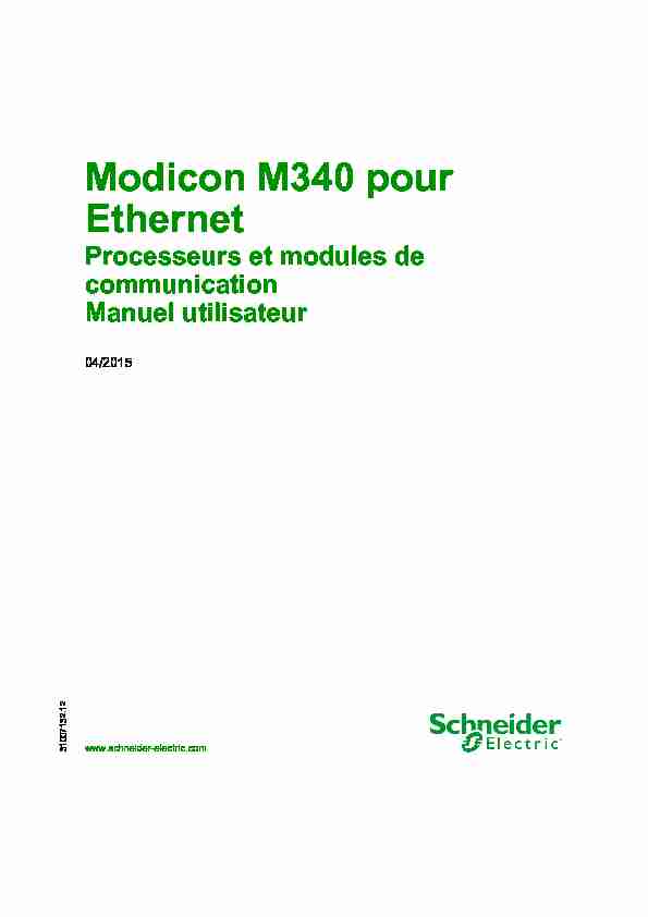 Modicon M340 pour Ethernet - Manuel utilisateur - 04/2015