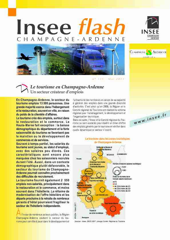 Le tourisme en Champagne-Ardenne - Un secteur créateur demplois