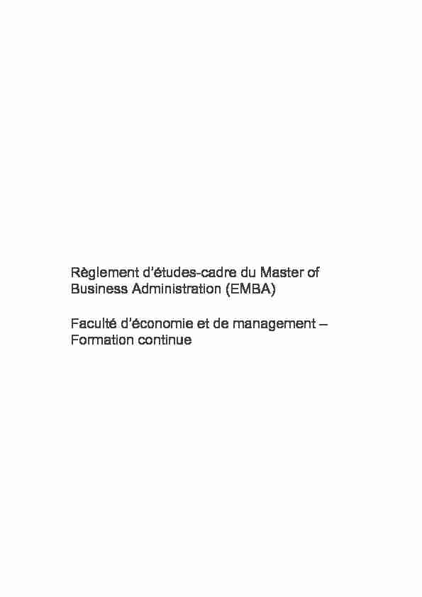 Règlement détudes-cadre du Master of Business Administration