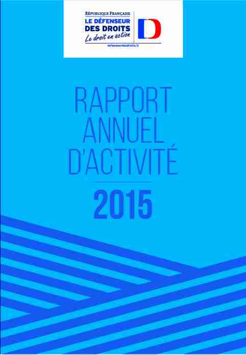 Rapport annuel dactivité 2015 du Défenseur des droits