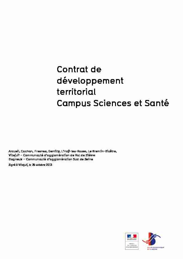 Contrat de développement territorial Campus Sciences et Santé