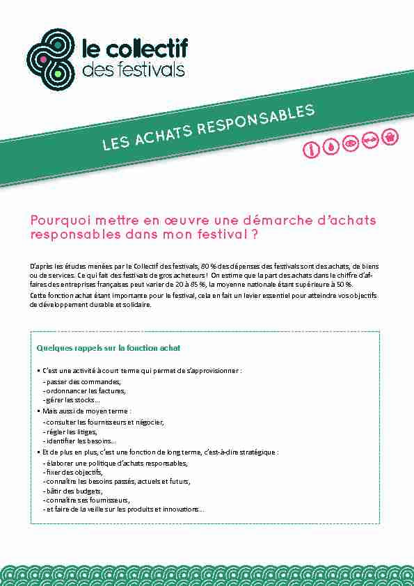 [PDF] LES ACHATS RESPONSABLES - Le Collectif des festivals