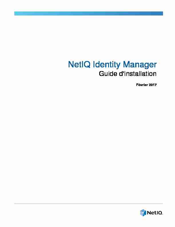 Guide dinstallation de NetIQ Identity Manager