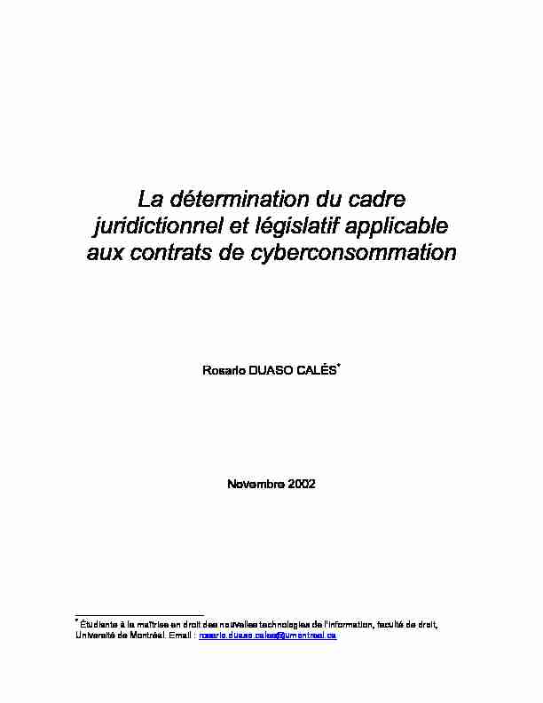 [PDF] loi applicable aux contrats électroniques  - Lex Electronica