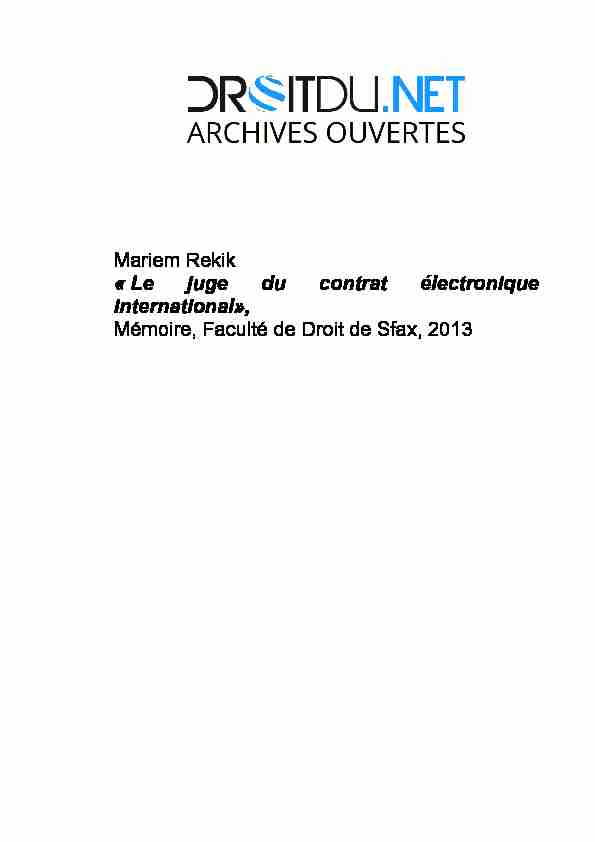 [PDF] Le juge du contrat électronique international - droitdunet