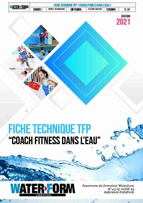 fiche technique TFP « Coach fitness dans leau