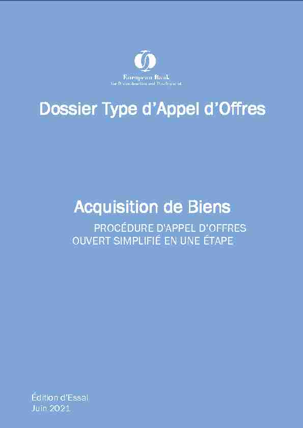 Dossier Type dAppel dOffres Acquisition de Biens