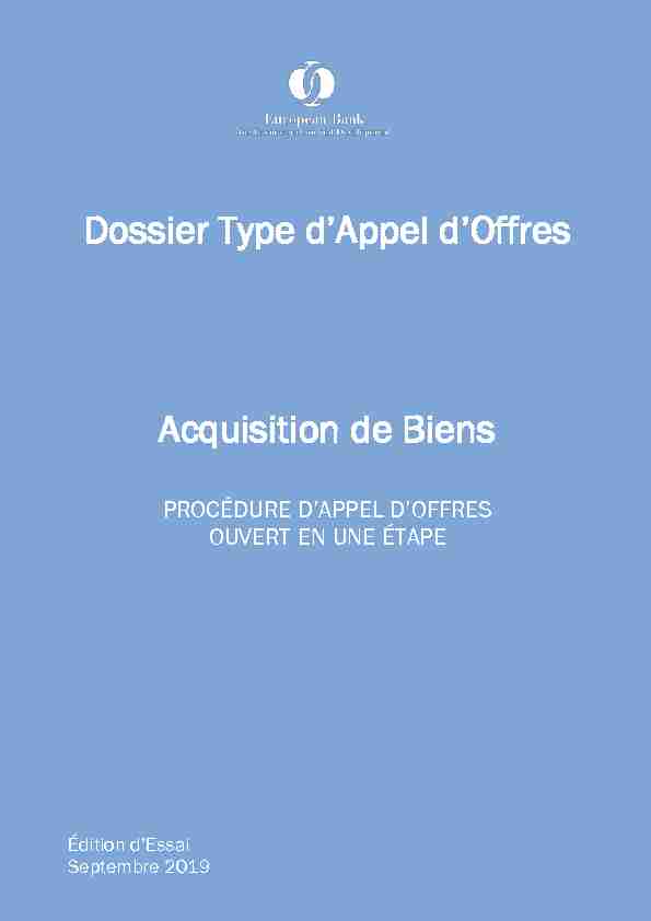 Dossier Type dAppel dOffres Acquisition de Biens