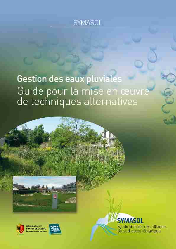 GeStiOn deS eAux pLuviALeS : Guide pOur LA MiSe en œuvre de