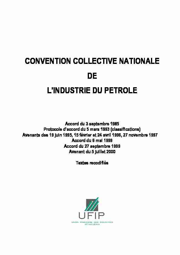 CONVENTION COLLECTIVE NATIONALE DE LINDUSTRIE DU