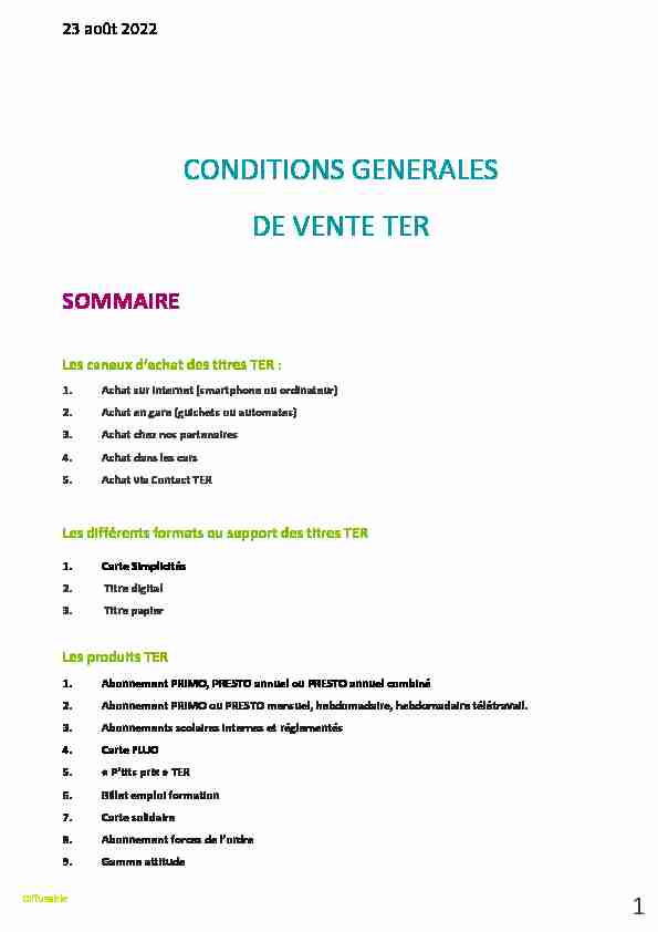 CONDITIONS GENERALES DE VENTE TER
