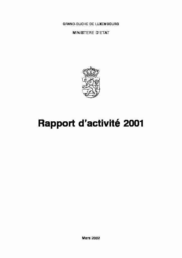 Rapport dactivité 2001