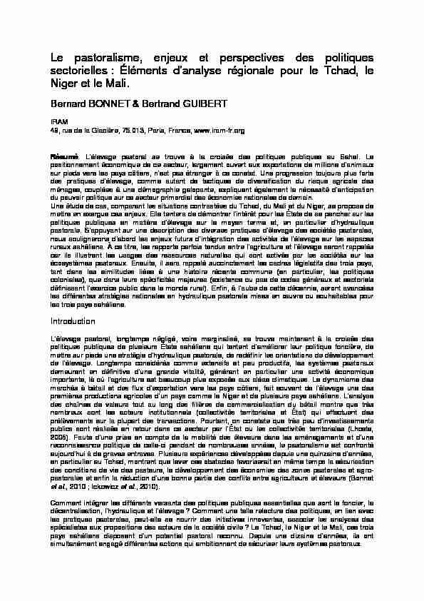 [PDF] Bonnet&Guibert texte approuvé Colloque Tchad pasto mars 11 - IRAM