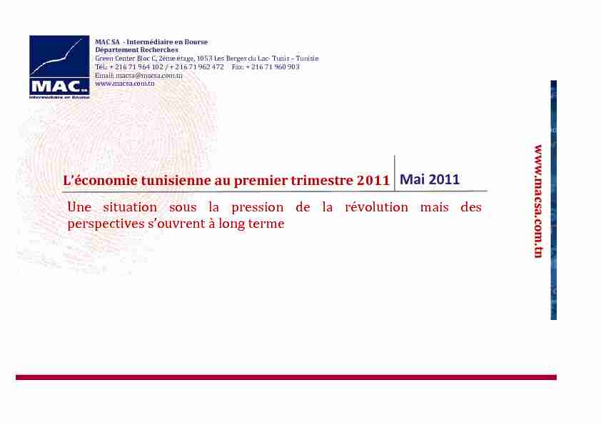 La conjoncture- Avril 2011 - Tustex  Premier site d