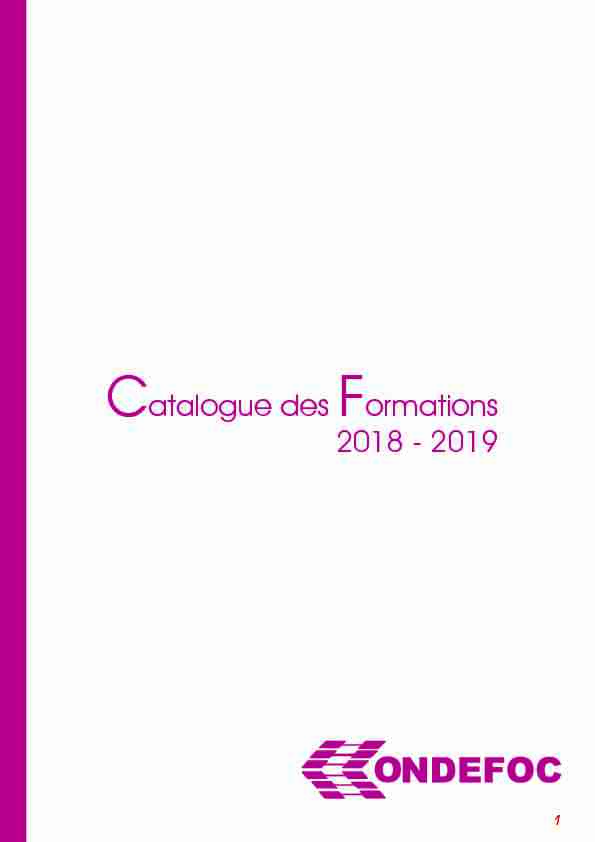 Catalogue des Formations 2018 - 2019