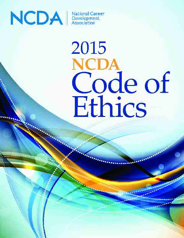 National Career Development Association (NCDA) Code of Ethics